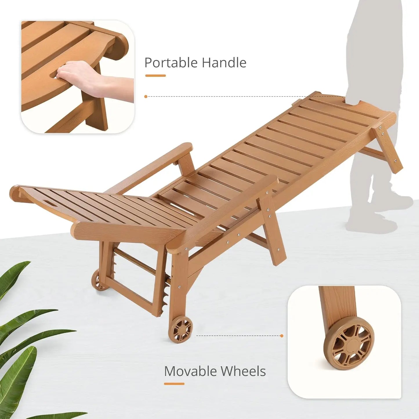HDPS Outdoor Chaise Lounges Set Of 2 With 5 Position Adjustable