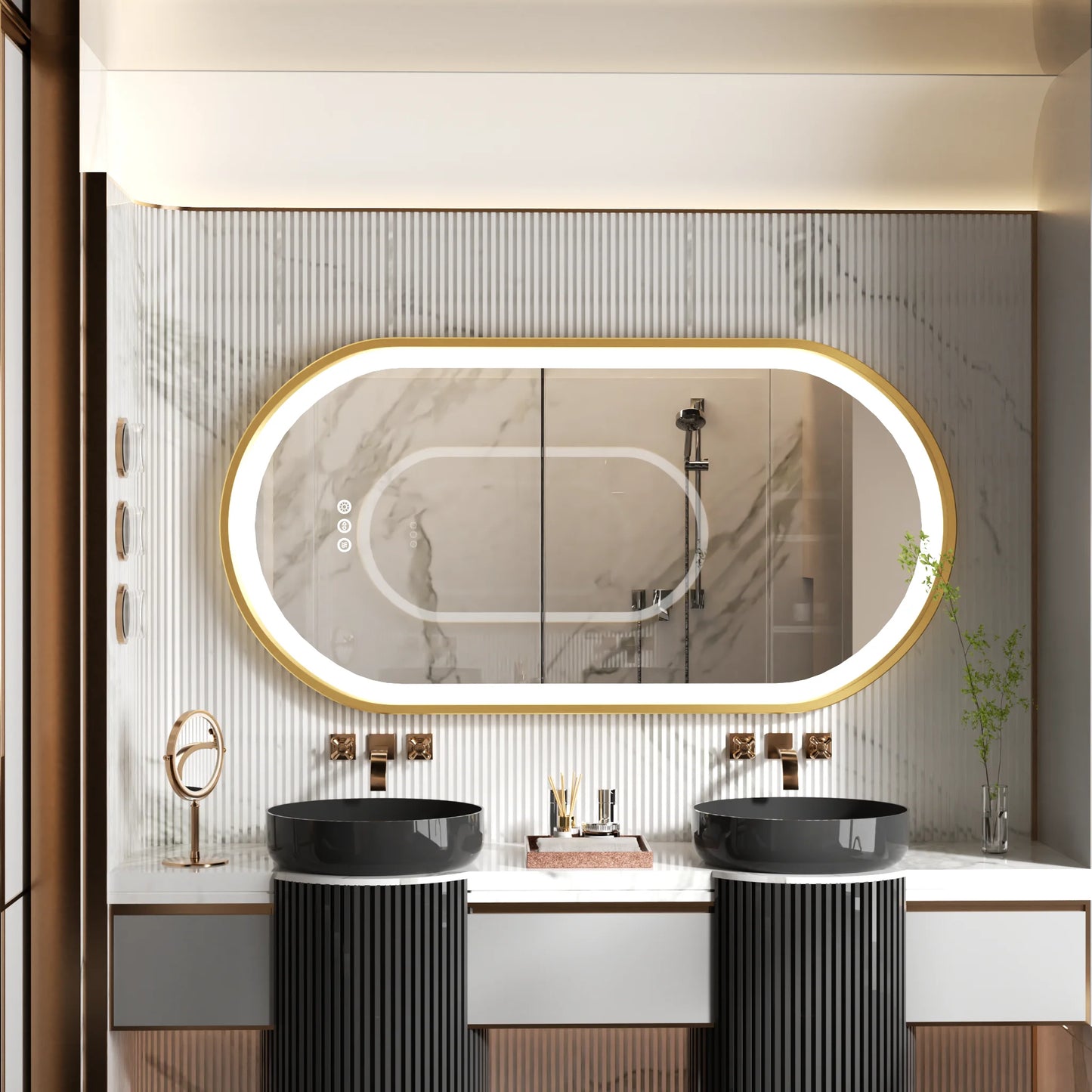 Wisfor Large LED Oval Bathroom Mirror With Dimmable Light