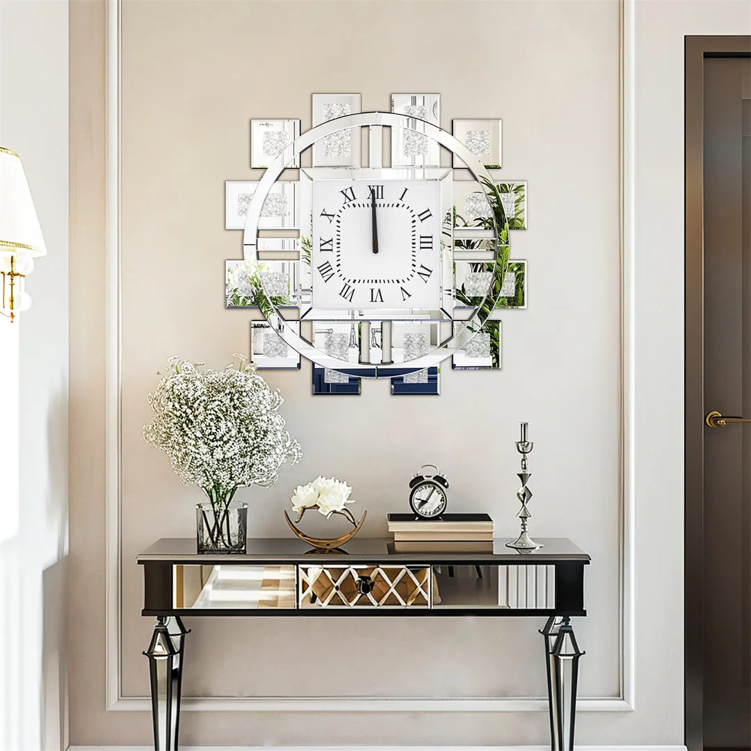 Decorative Wall Clock Crystal Crushed Diamond Inlay Battery Operated