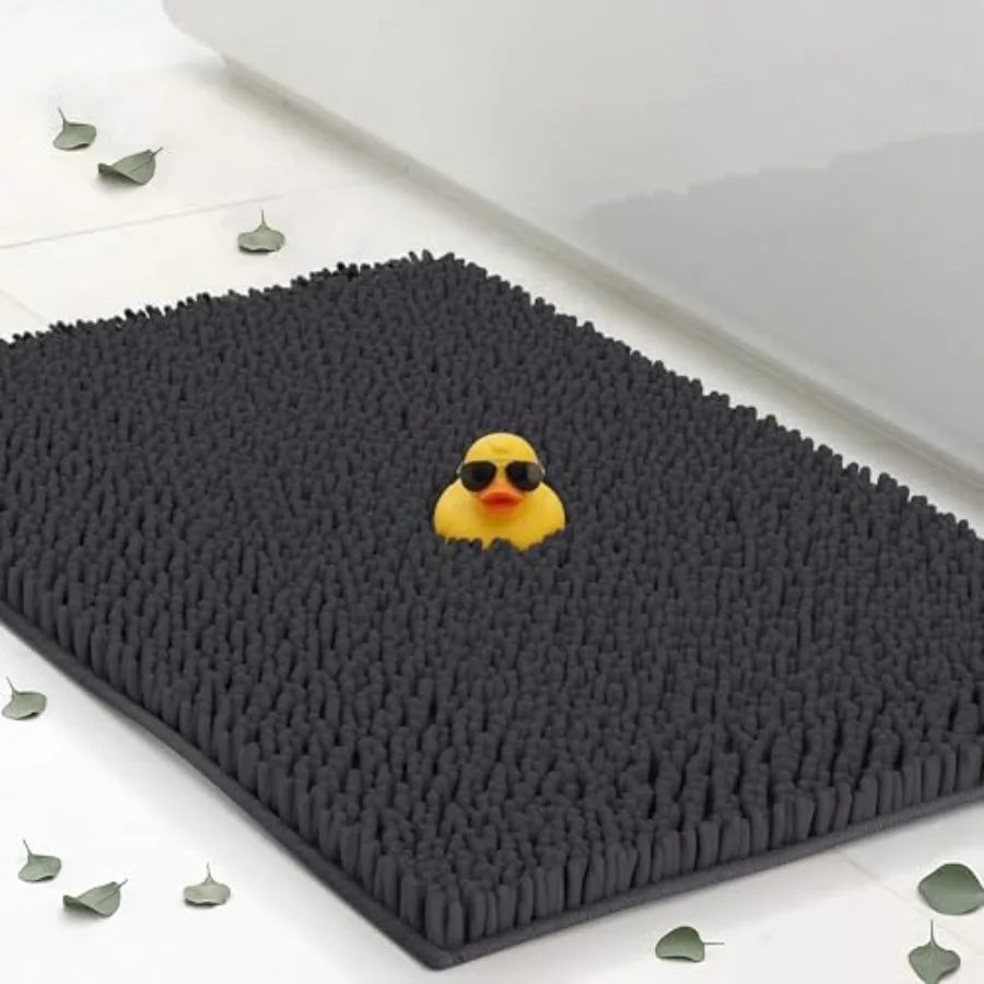 Chenille Bath Mat, Plush Absorbent Quick Dry Non Slip Rug
