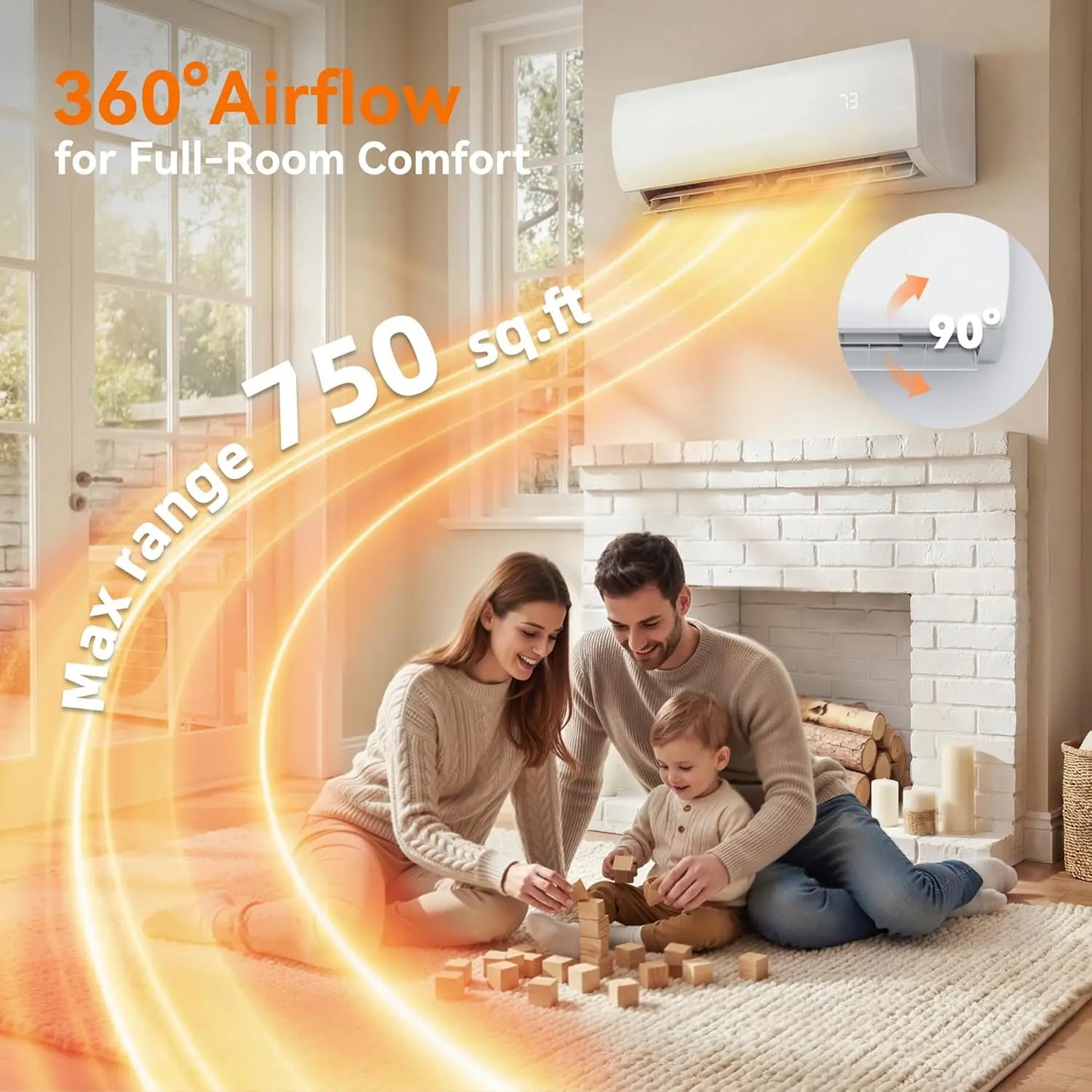 12000 BTU Mini Split AC/Heating System, 19 SEER2 115V Inverter Air Conditioner with 1 Ton Heat pump, Complete, Customized