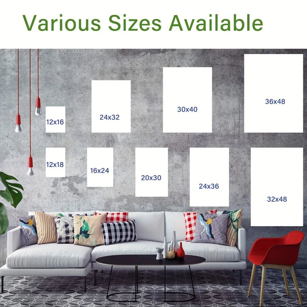 Canvas Wall Art Abstract Painting In Pine Wood Frame For Interior Decor