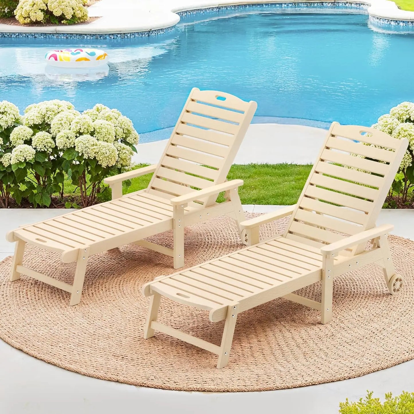 HDPS Outdoor Chaise Lounges Set Of 2 With 5 Position Adjustable