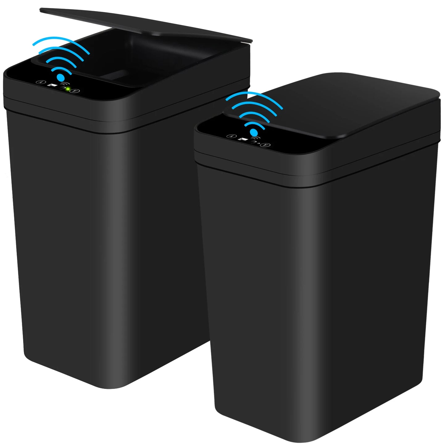 Two Pack Touchless Motion Sensor Trash Cans Slim Design Compact