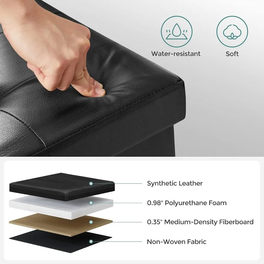 XIUWO Storage Ottoman Bench With Flipping Lid Iron Frame