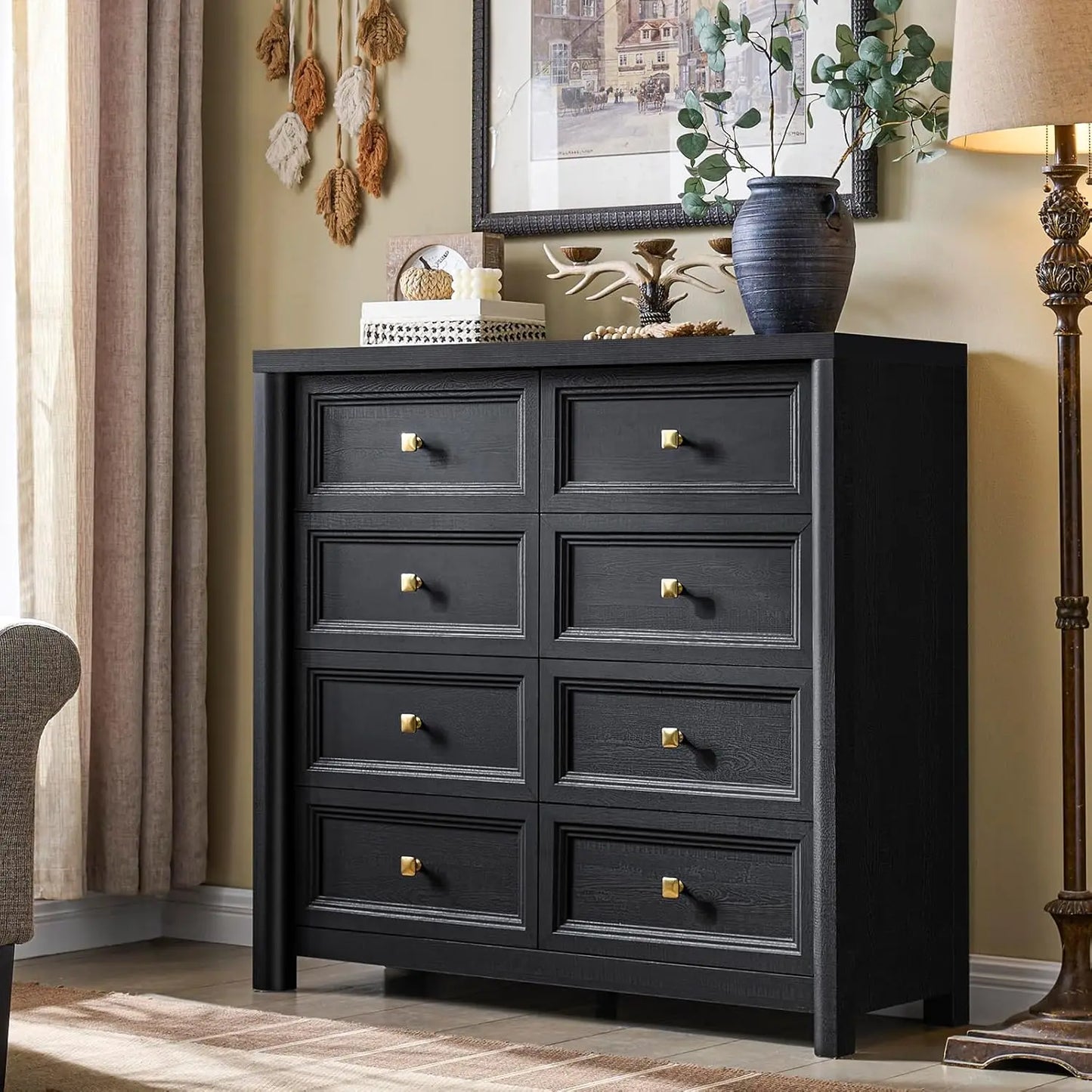 Farmhouse 6 Drawer Dresser In Solid Wood For Bedroom
