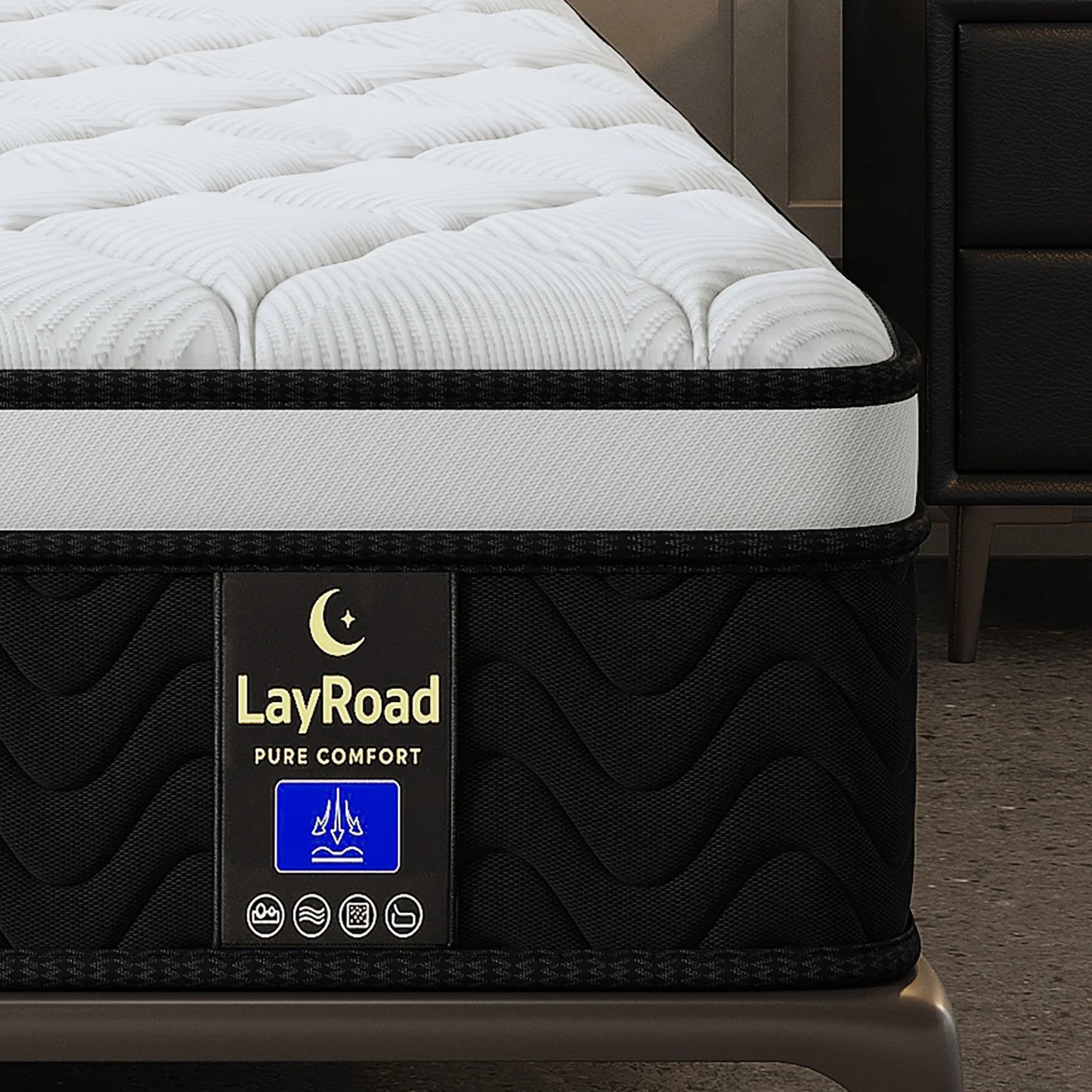 LAYROAD Hypoallergenic Memory Foam Mattress Medium Firm With Edge Support