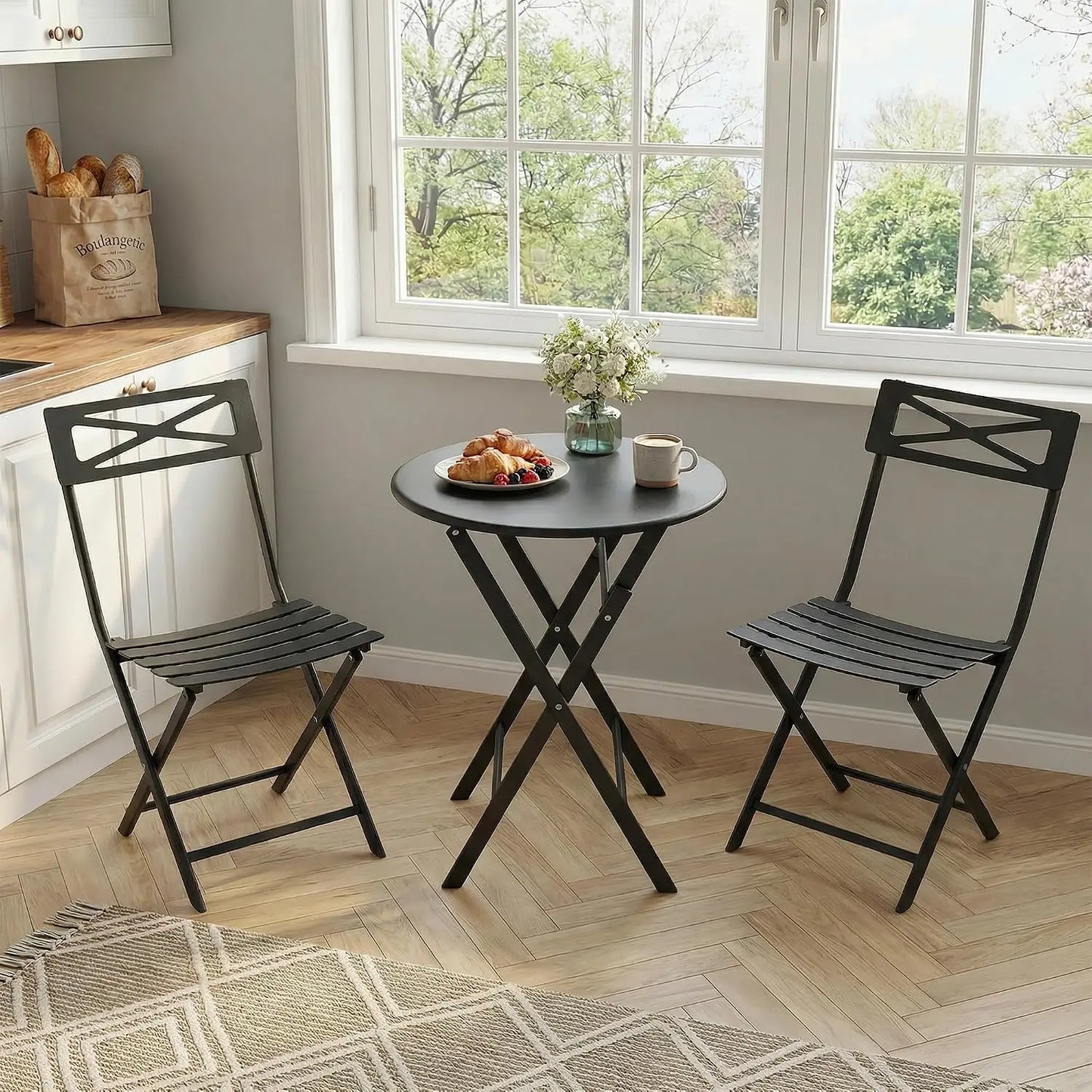 HobbyLane Outdoor Folding Bistro Set 2 Person Metal Patio Table And Chairs