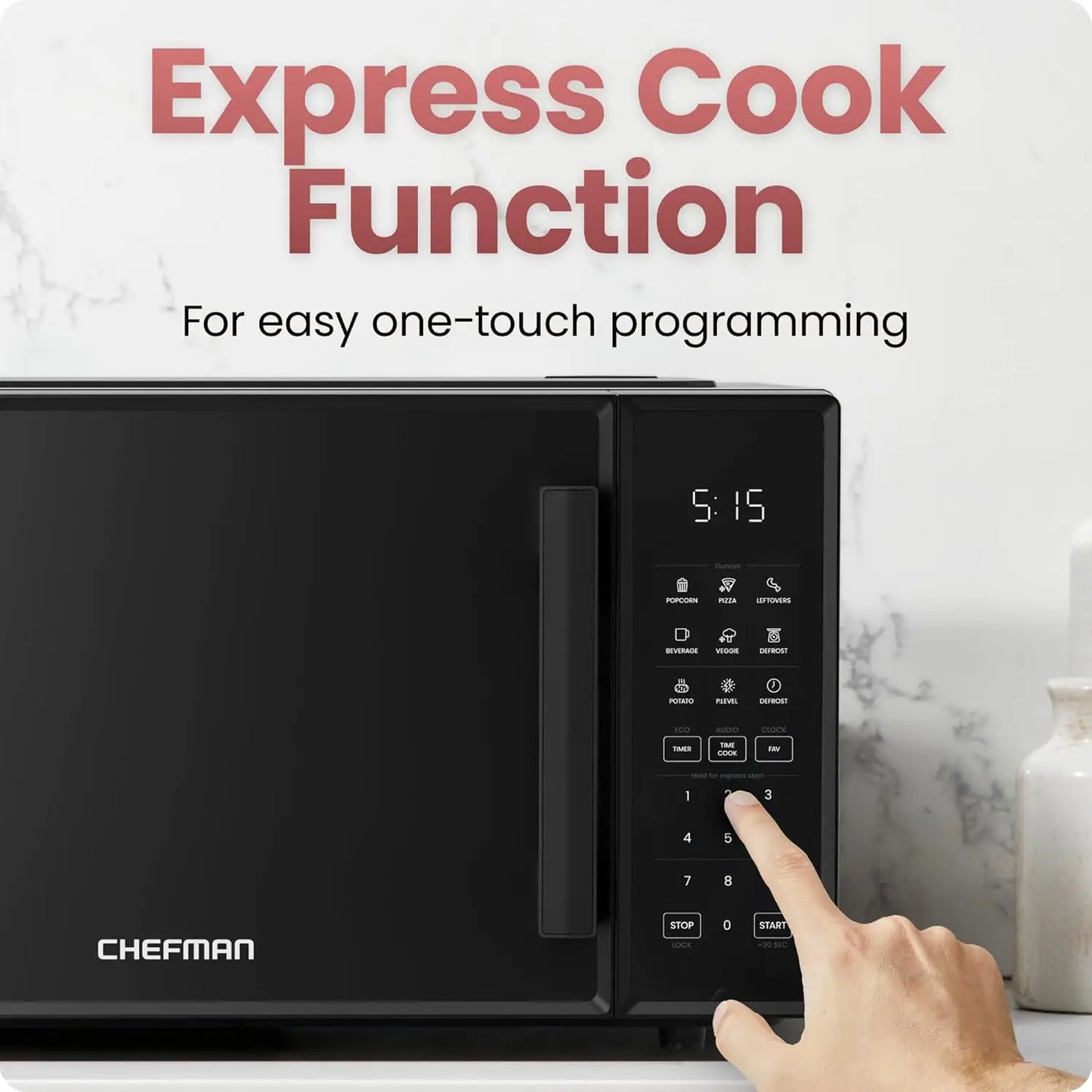 Compact 900W Microwave with 6 Presets, Eco Mode, Child Lock & Mute