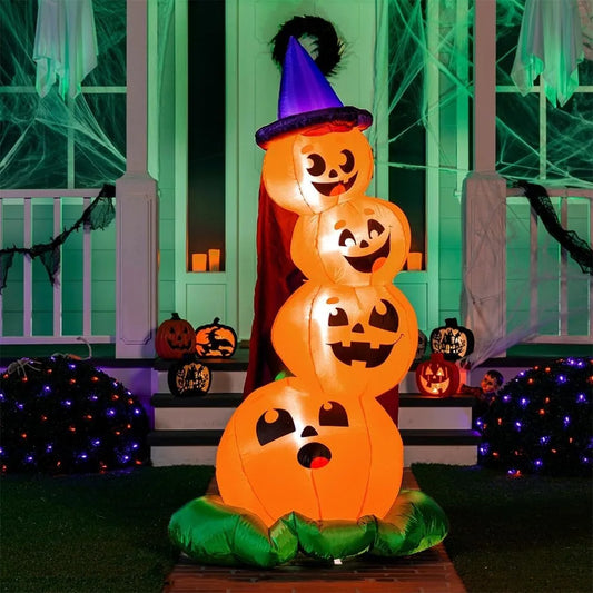 Halloween Inflatable Stacked Pumpkin Led Yard Outdoor Garden Decoration