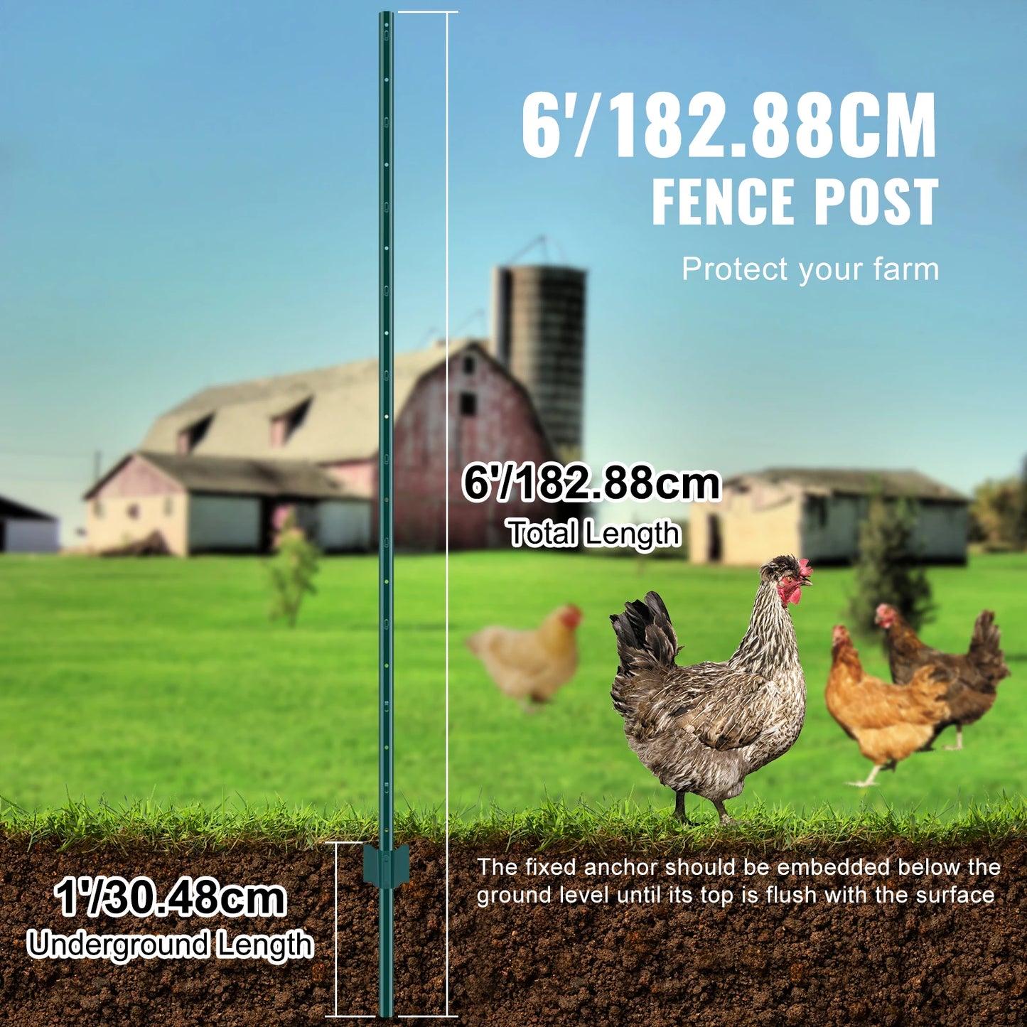 SucceBuy Heavy Duty T Post Fence Stakes Steel Garden Fence
