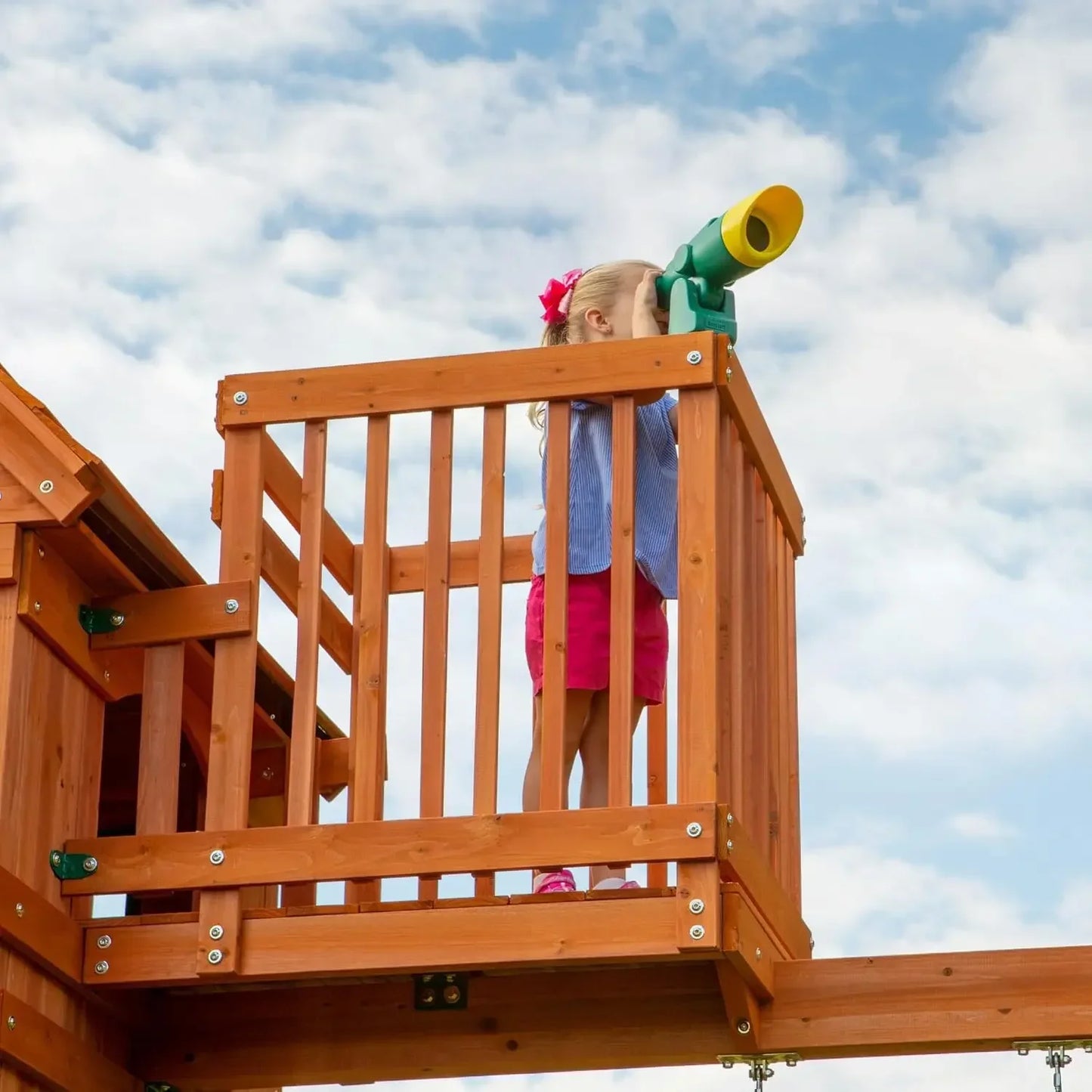 Cedar Wood Swing Set With Wave Slide And Crow's Nest