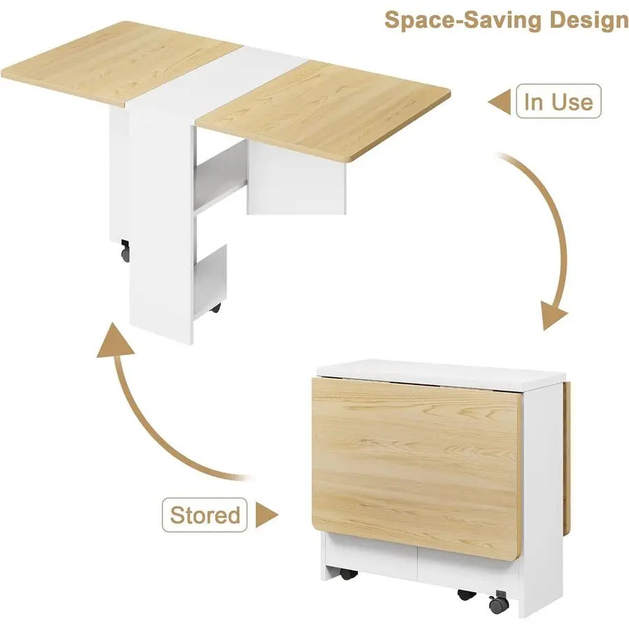 XMSJ Folding Dining Table Space Saving Farmhouse Drop Leaf For 4