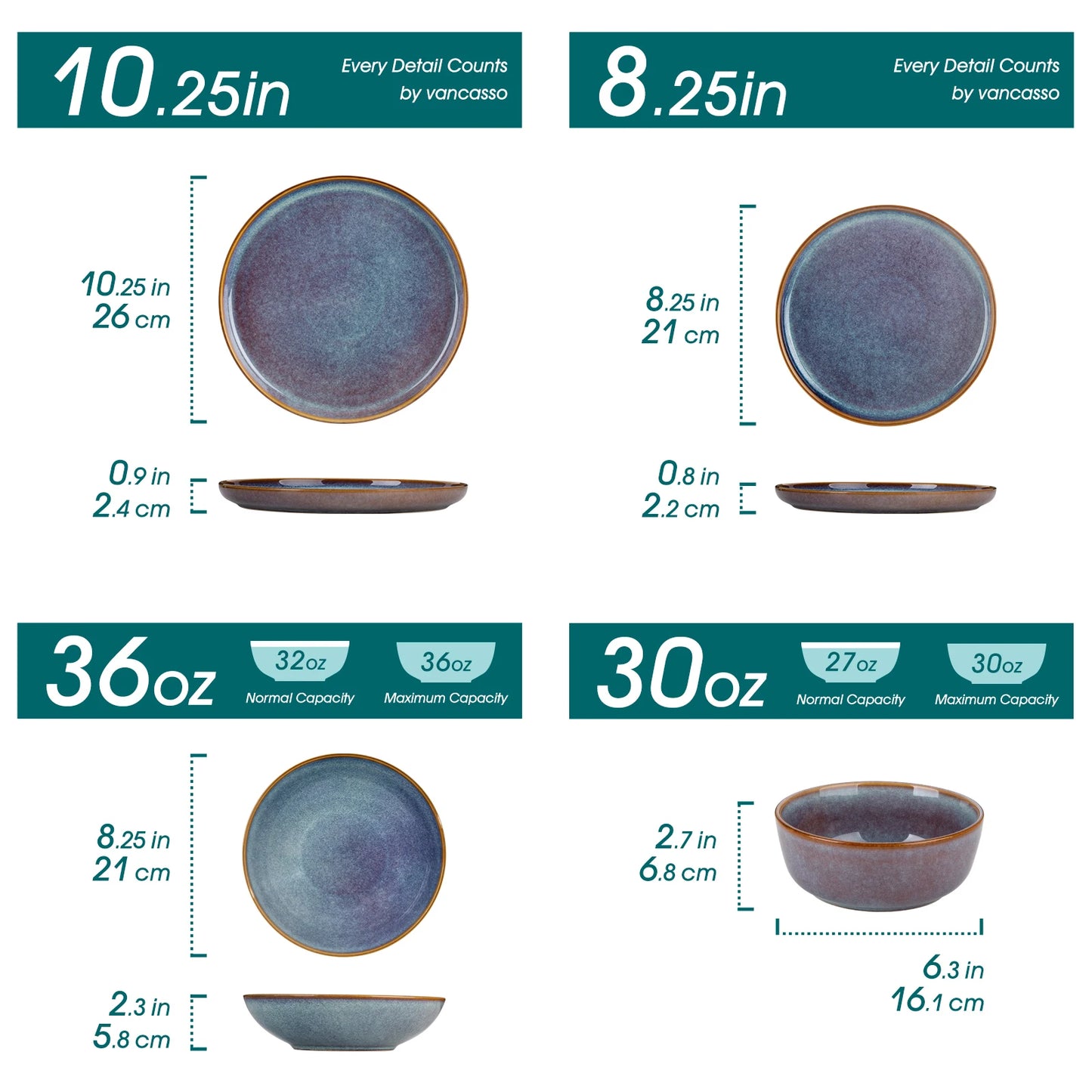 MALACASA Reactive Glaze Stoneware Dinnerware Sets For Everyday Use