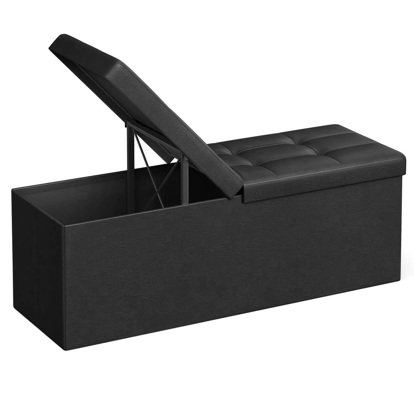 XIUWO Storage Ottoman Bench With Flipping Lid Iron Frame