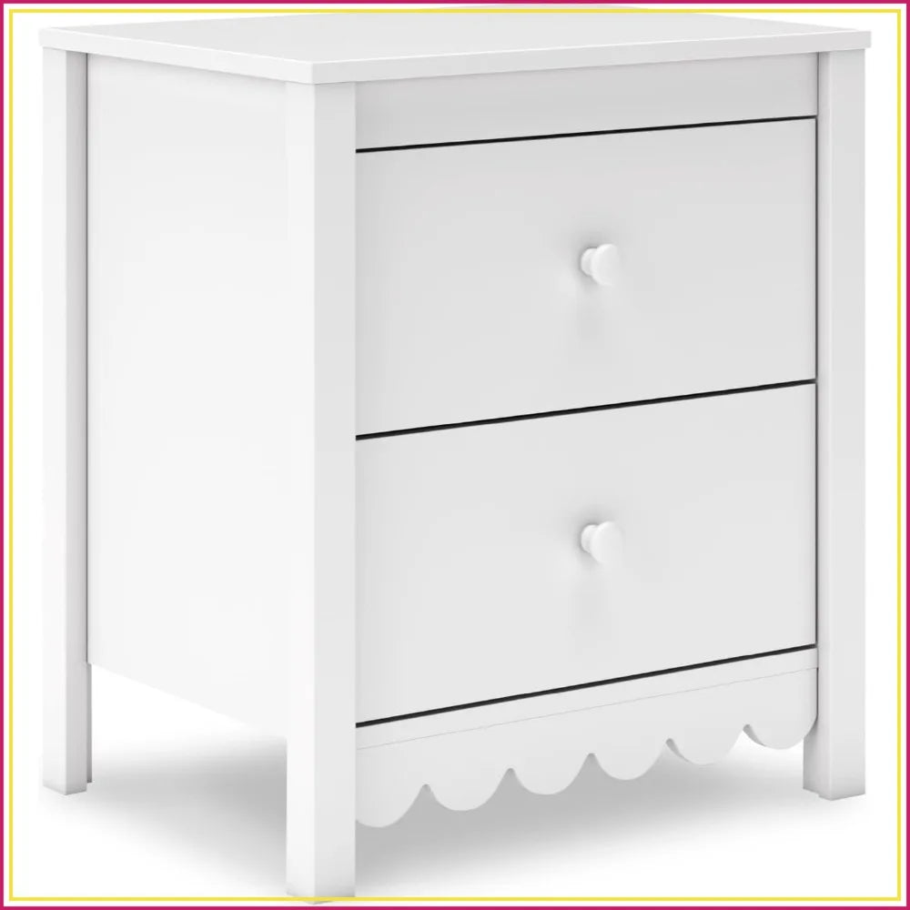 Minimalist Two Drawer Nightstand With Smooth Gliding Wood Drawers