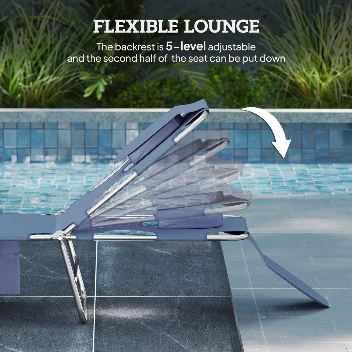Outsunny Portable Adjustable Outdoor Chaise Lounge With Face Cavity