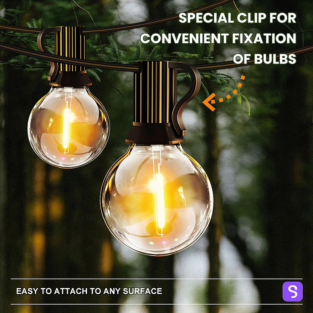 Aiopp G40 LED Globe String Lights Outdoor with US Plug