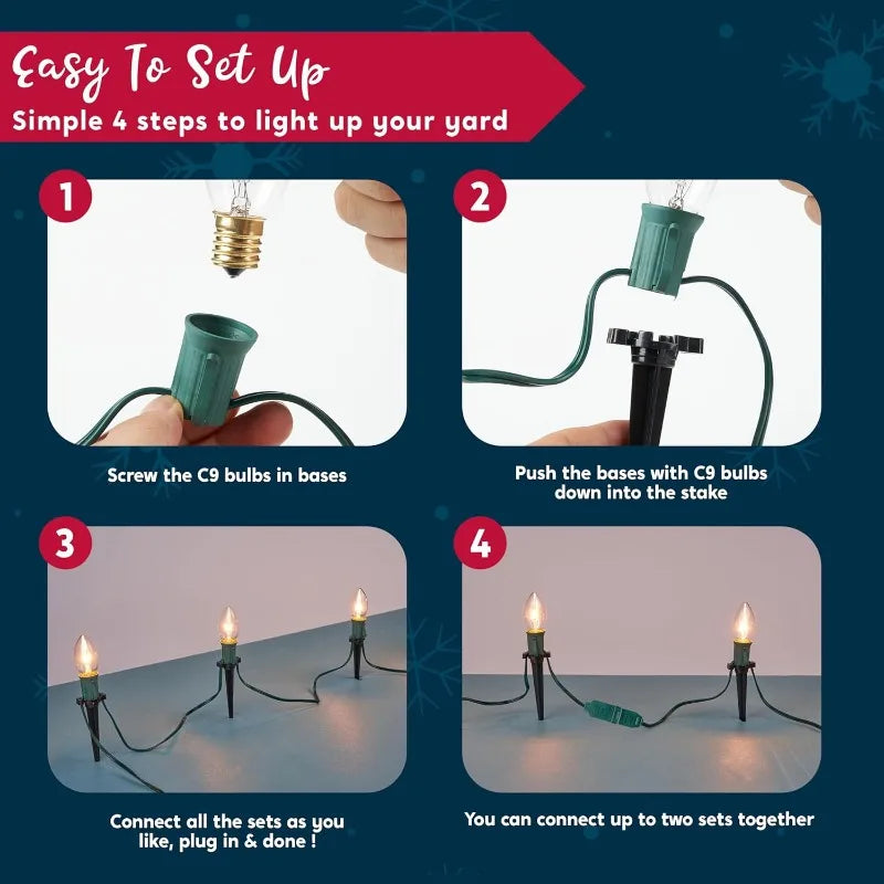 Joyfy Christmas C9 Pathway Lights for Outdoor Holiday Decorations