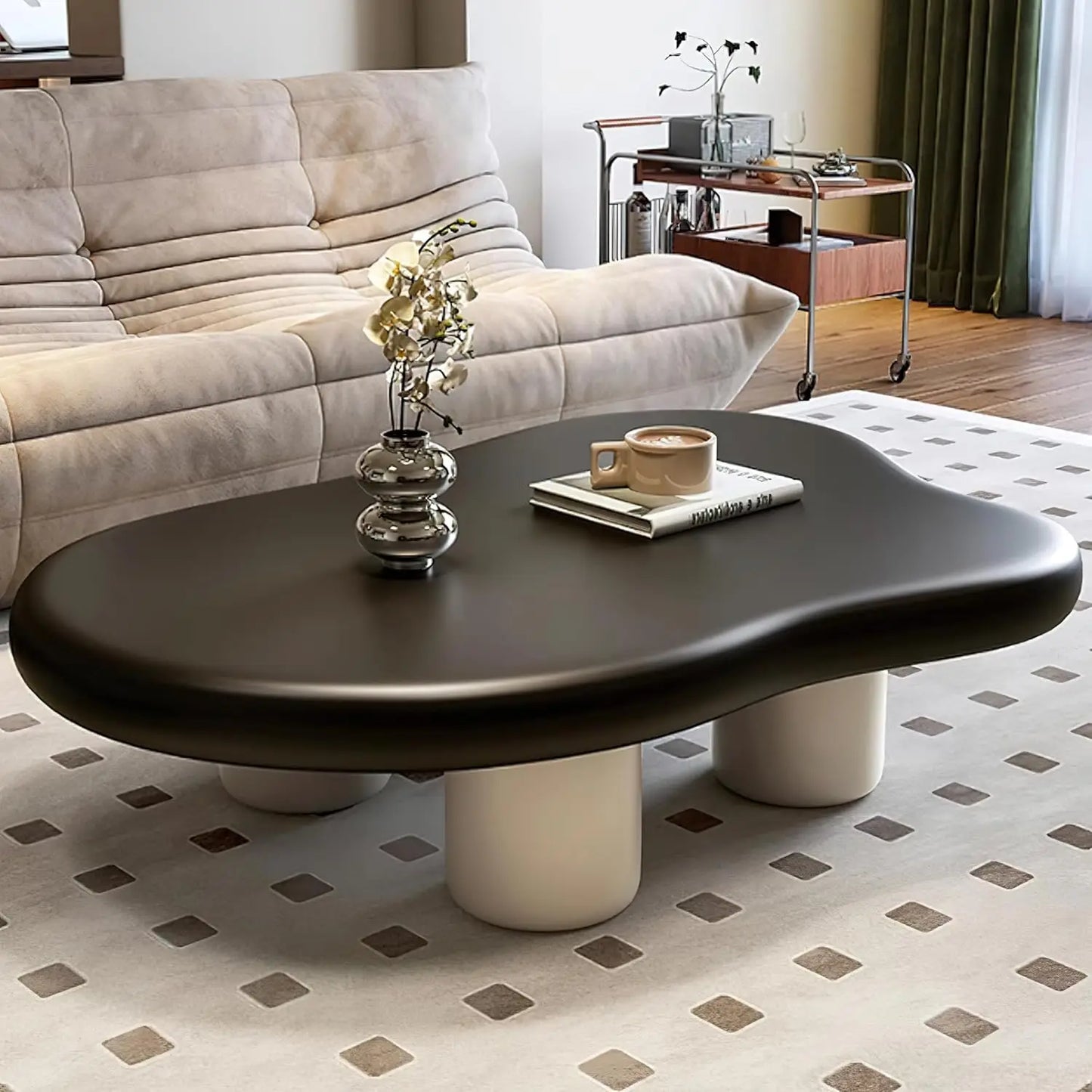 Minimalist Modern Walnut Wood Coffee Table For Living Room