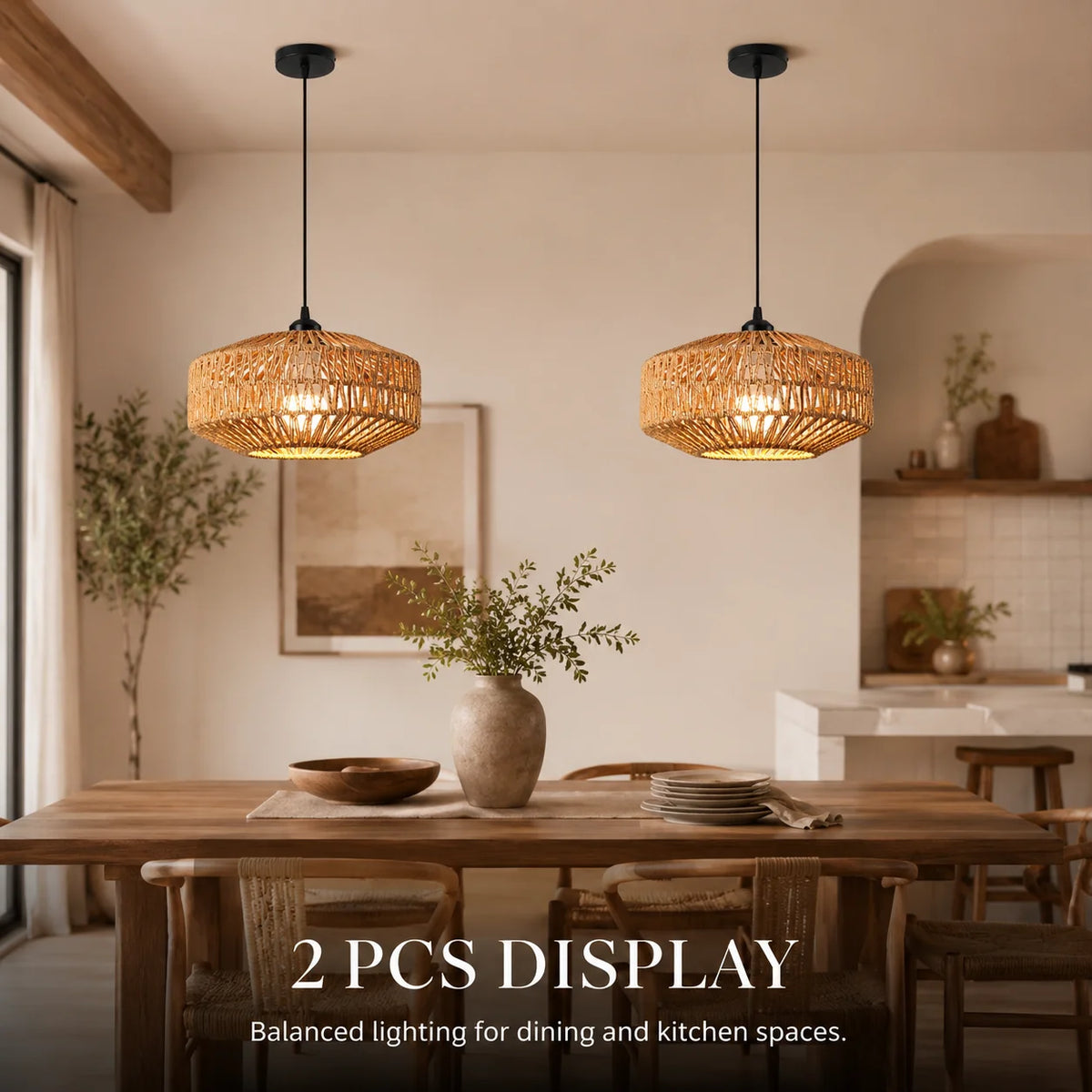 JOYINLED Boho Woven Paper Rope Pendant Light Ceiling Fixture