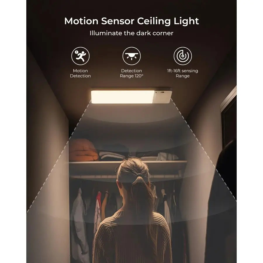 2 Pack Cordless Rechargeable Motion Sensor Ceiling Light