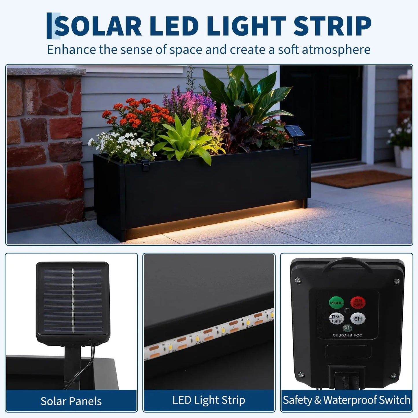 HiMISS LED Metal Planter Box With Light Strips And Controller