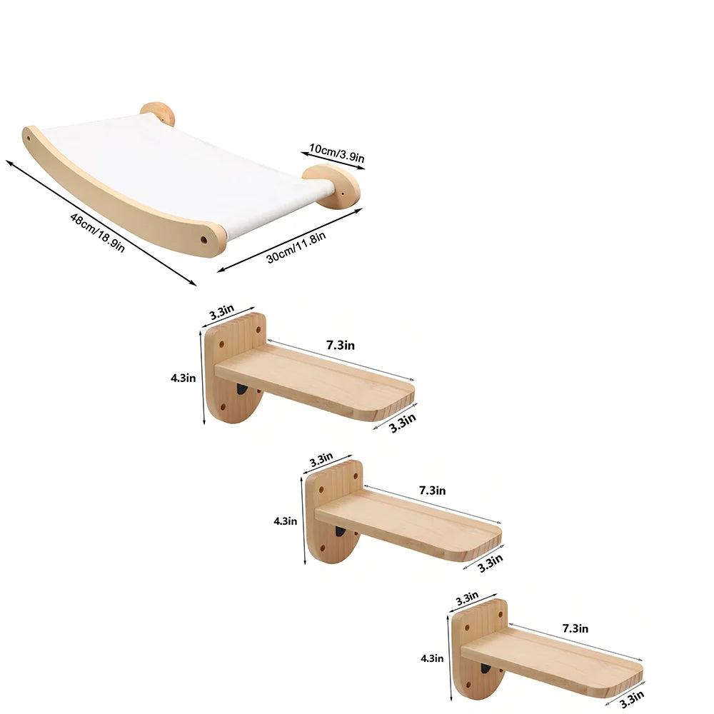 CWV Cat Hammock And Stairway Wall Mounted Scratching Furniture