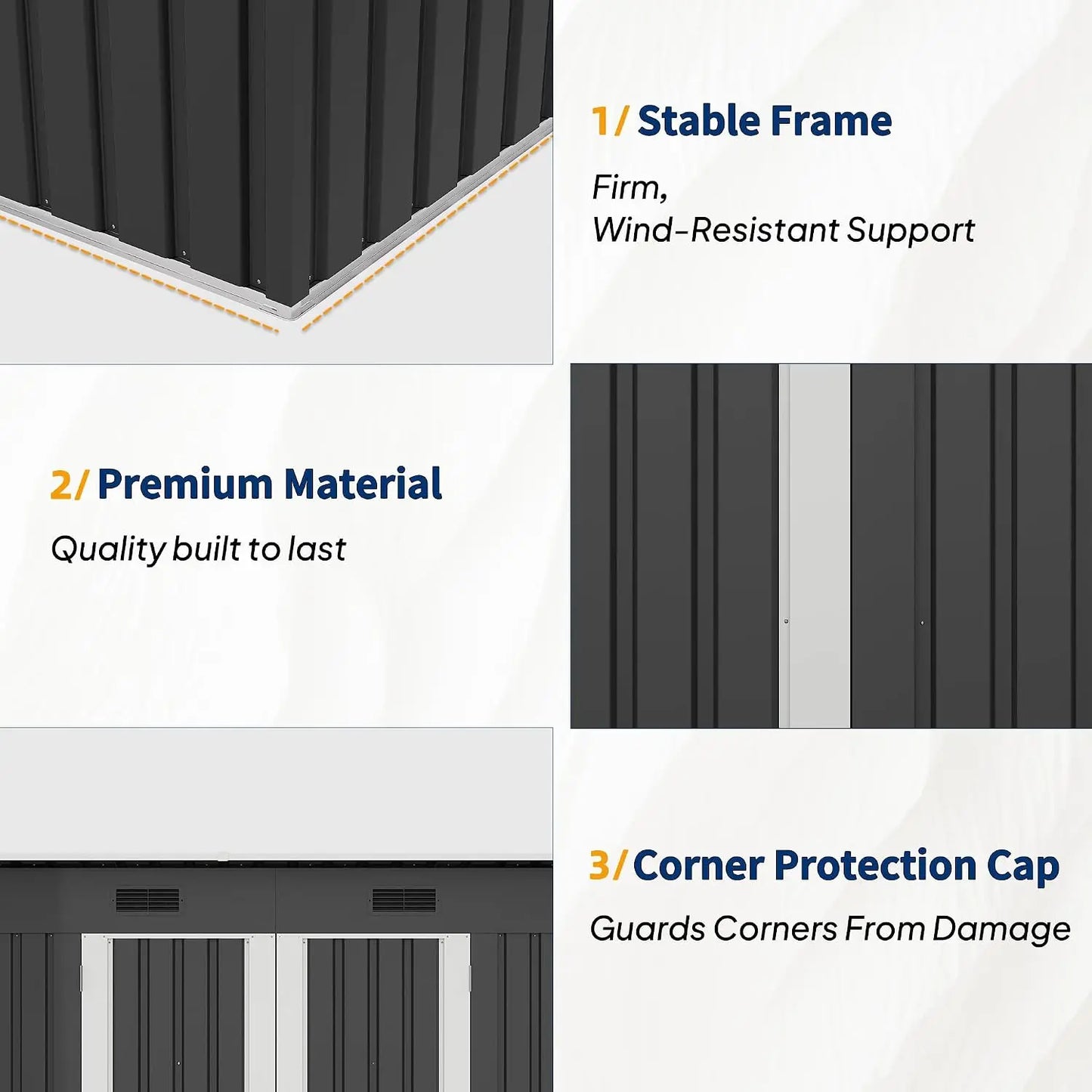 Metal Shed With Sloped Roof And Lockable Door For Outdoor Storage