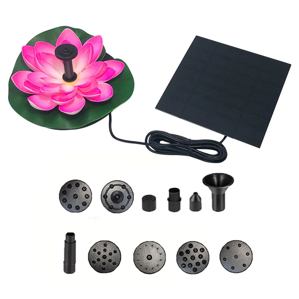 Lotus Solar Water Fountain Brushless Pump Floating Garden Fountain Solar Powered Fountain for Outdoor Bird Bath