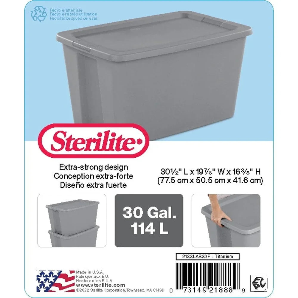 Stackable Storage Bin With Snap On Lid And Handles