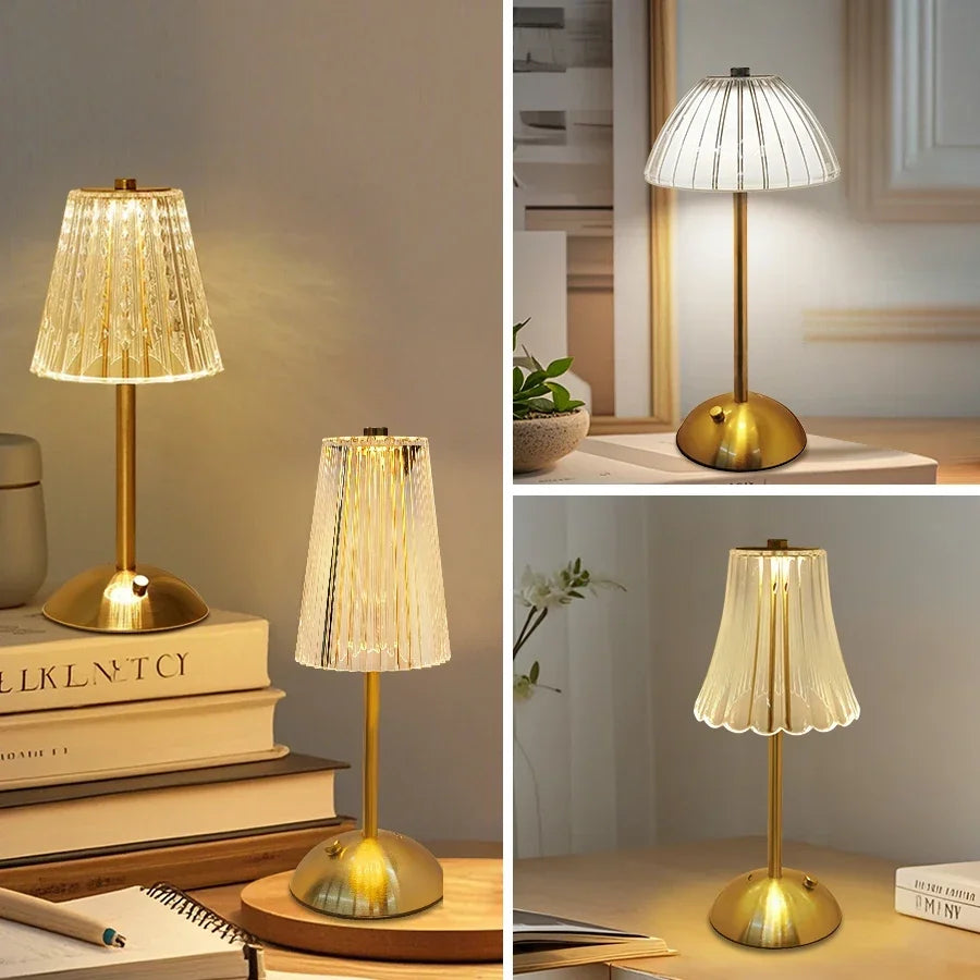 Table Lamp LED Touch Sensor  Dimmable Desktop Night Light Rechargeable Wireless Reading Lamp for Hotel Bar Bedroom Decor Light