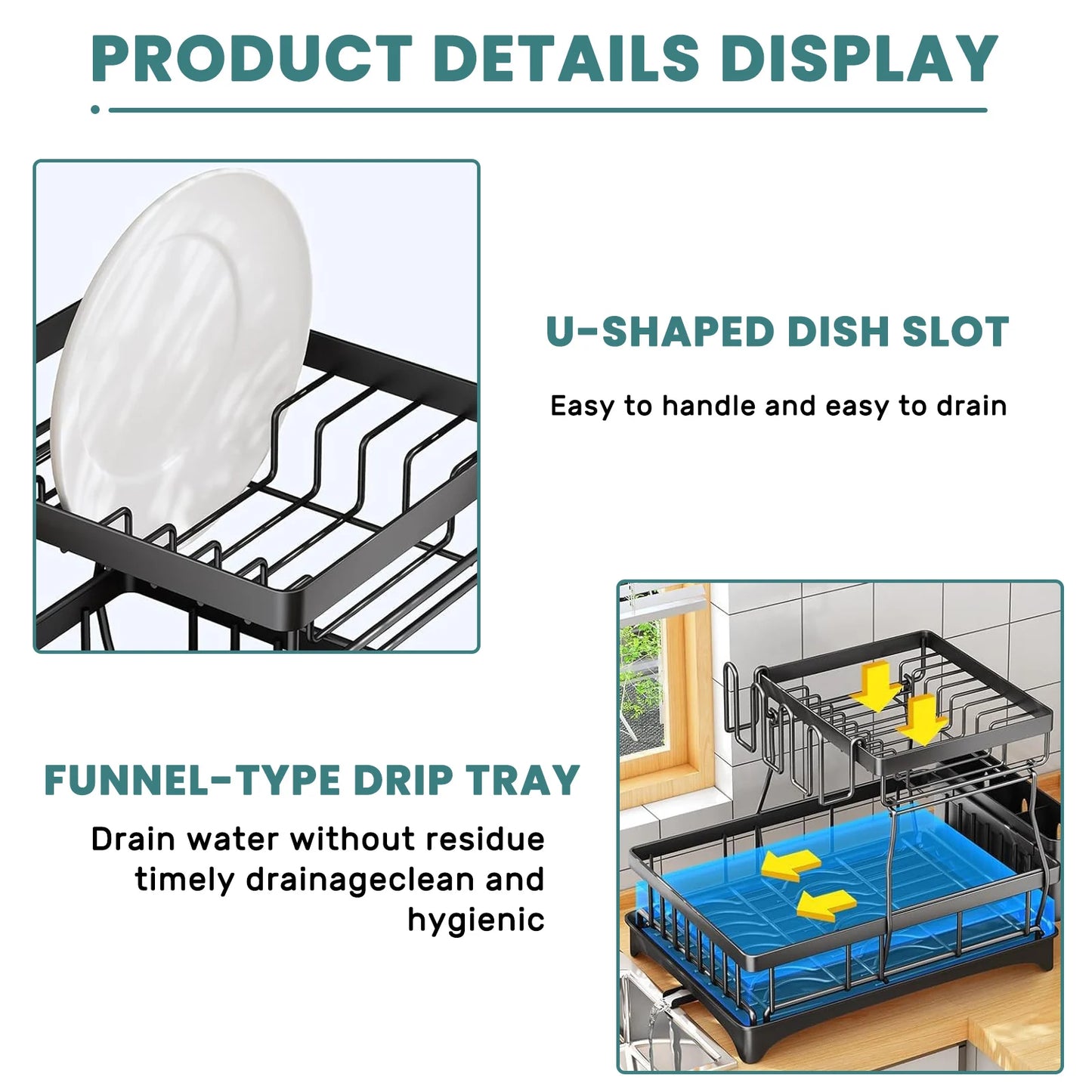 Dish Drying Rack For Kitchen Countertops Removable Draining Rack