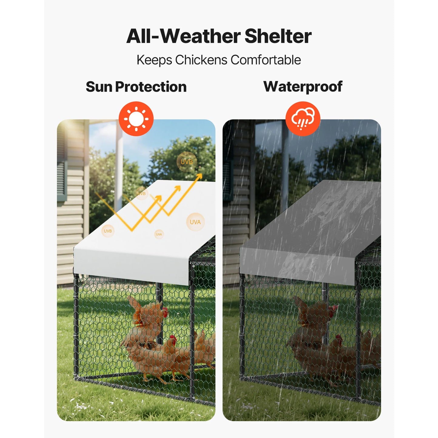 SucceBuy Metal Chicken Coop With Waterproof Cover And Doors