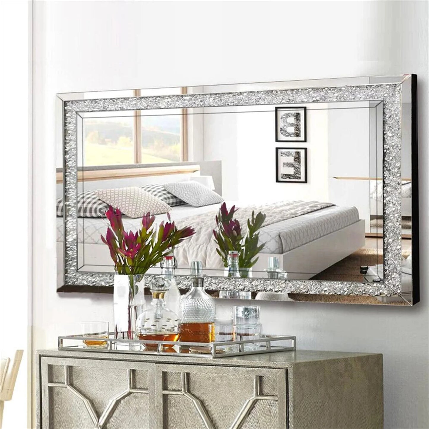 Crystal Crush Diamond Wall Mirror For Home Decor Living Room