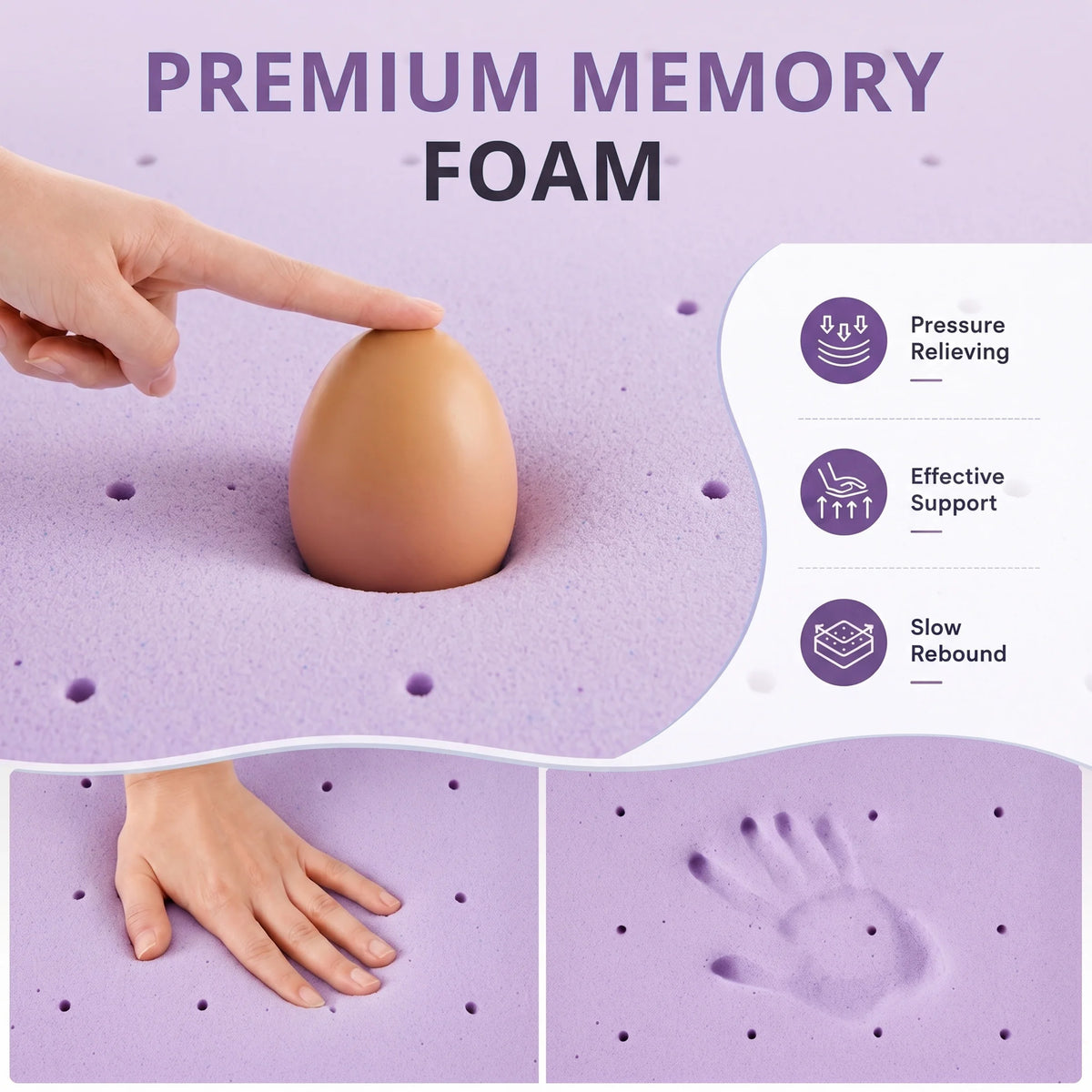 MCQ Cooling Gel Memory Foam Mattress Topper For Bedroom