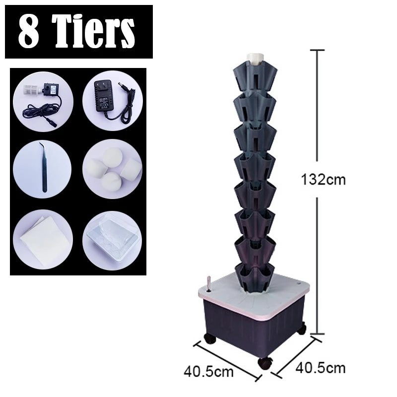 DIY Home Garden Vertical Rainfall Tower Planter Detachable Petal Shaped Deluge Planting Column Balcony Hydroponic Growing System