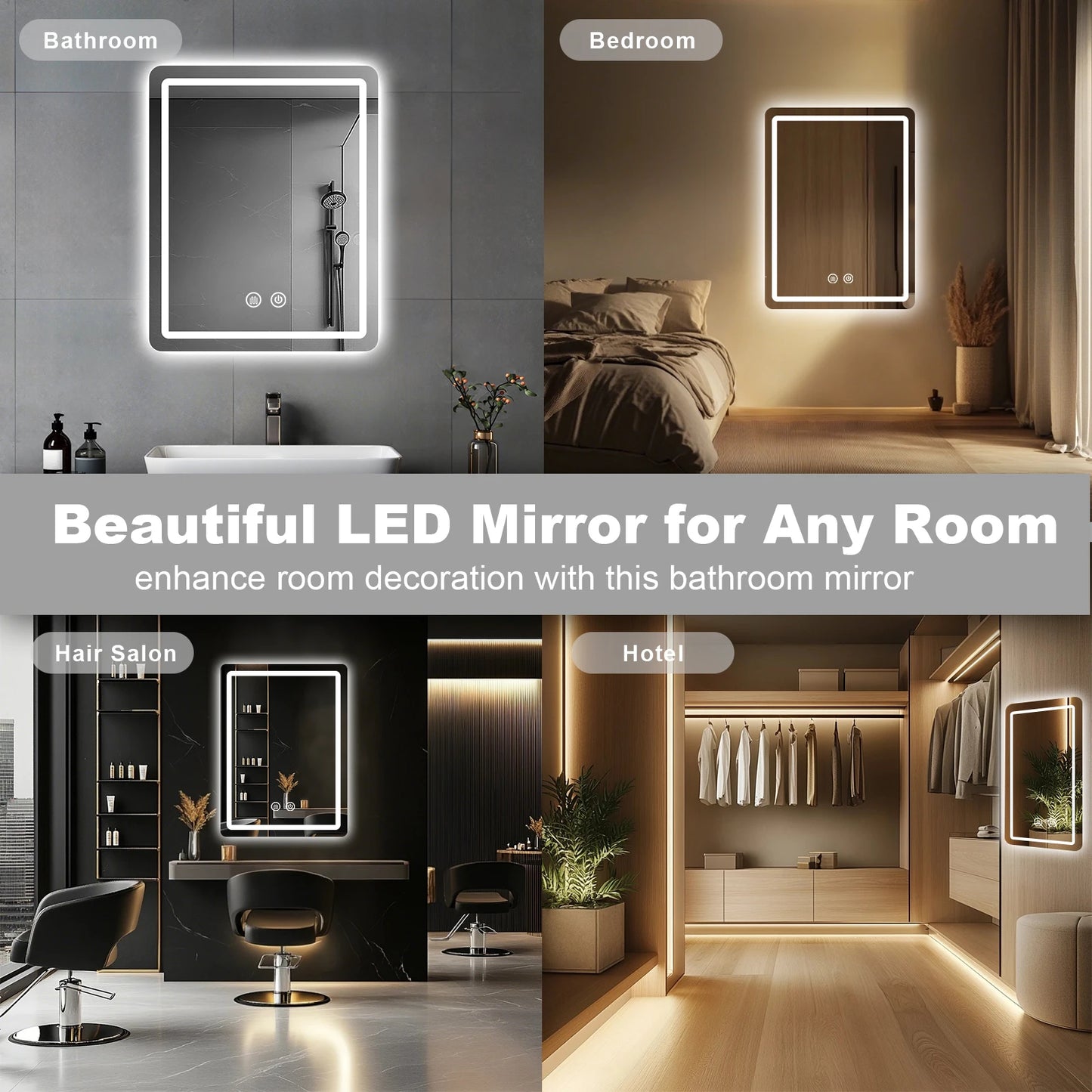 MYGIIVOVO LED Bathroom Mirror With Backlit Fogless Demister