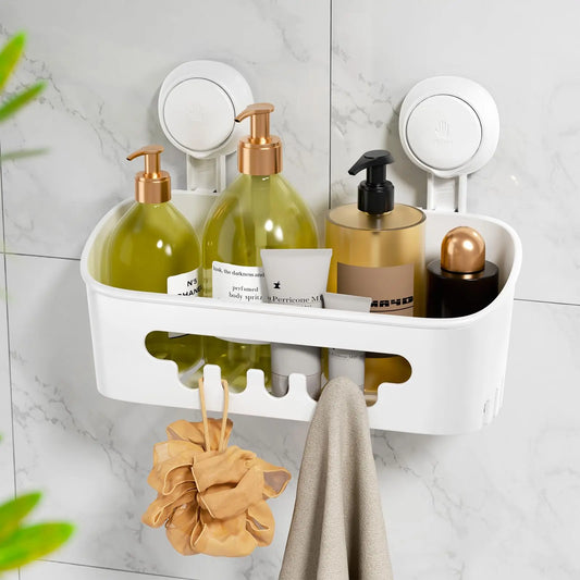 TAILI Shower Shelf Suction Cup No-drill Bathroom Corner Shelf Storage Basket for Shampoo Makeup Organizer Bathroom Accessories