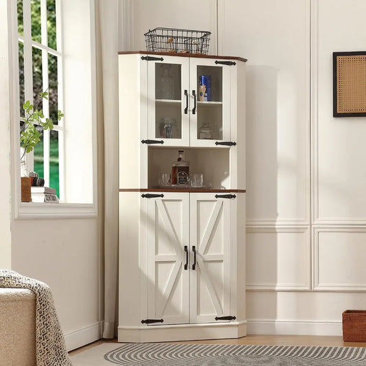 66.92'' Tall Corner Cabinet with Adjustable Shelves for Great Storage,Storage Cabinet Double as Corner Liquor Cabinet