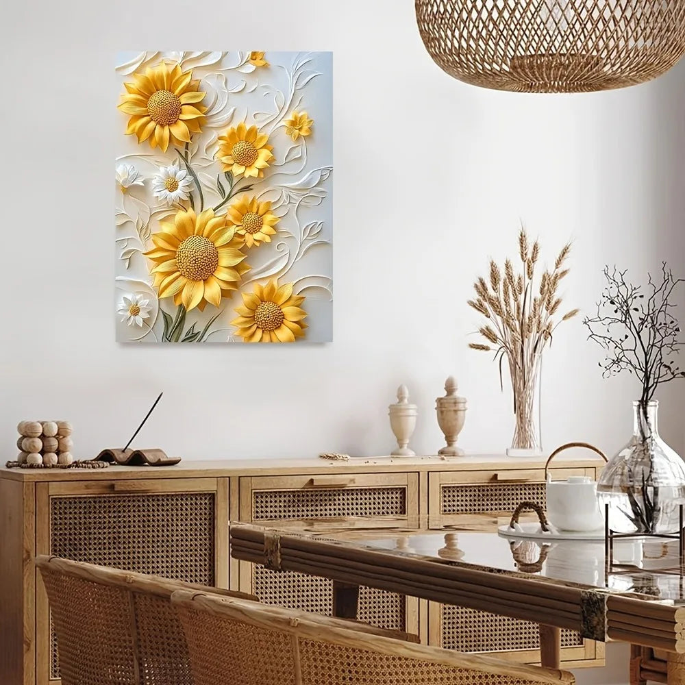 Sunflower Canvas Art With Wood Frame