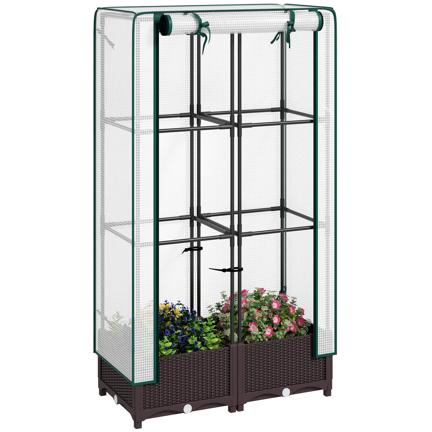 Raised Flower Bed With Trellis Garden Planter For Outdoor Use