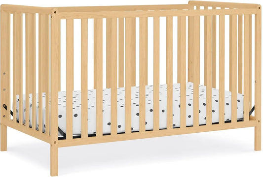 4-In-1 Convertible Baby Crib With Adjustable Height In Natural Wood