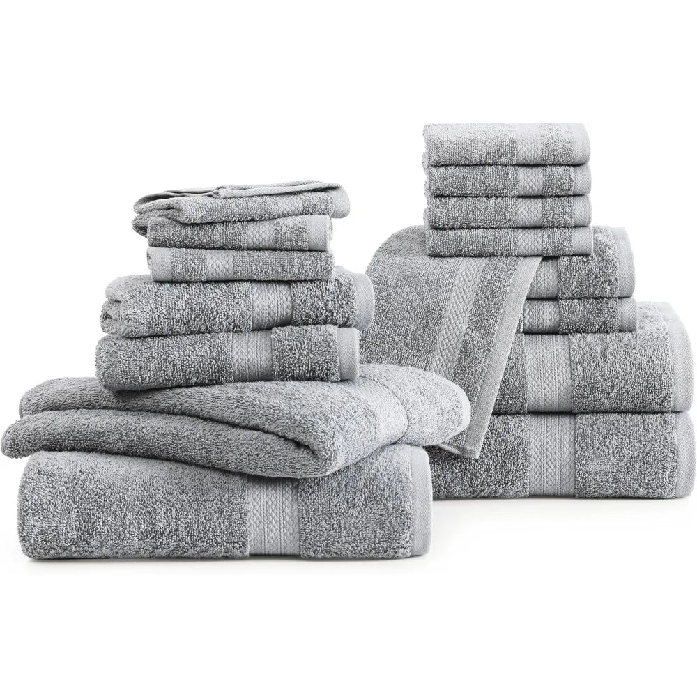 100% Cotton Luxury Bath Towel Set 16 Pieces Ring Spun Quick Dry