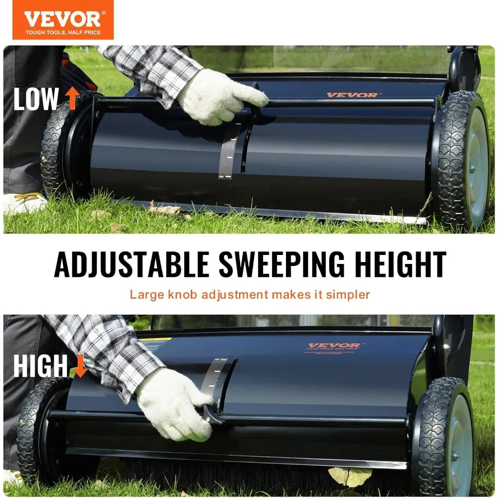 26 Wide Lawn Sweeper by VEVOR: Leaf and Grass Collection, Durable Steel Frame, Strong Rubber Tires