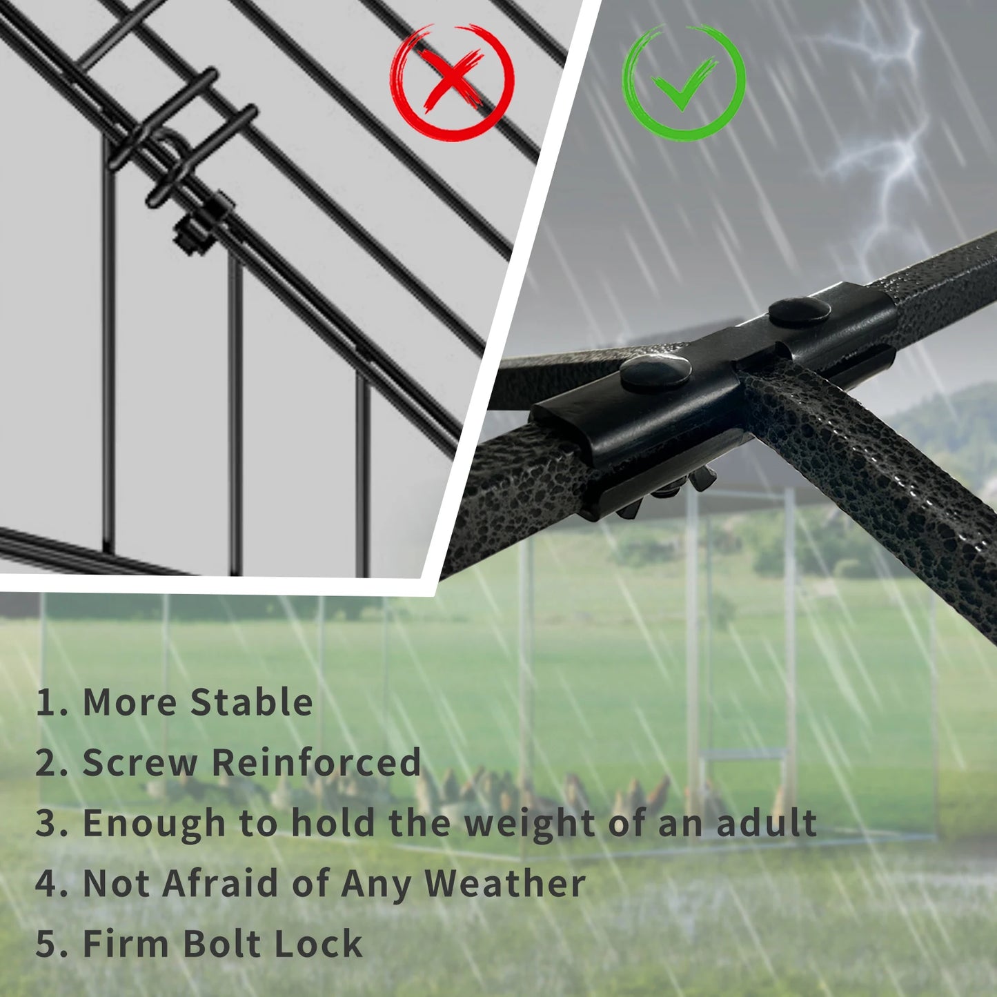Metal Chicken Coop With Walk In Run And Waterproof Cover