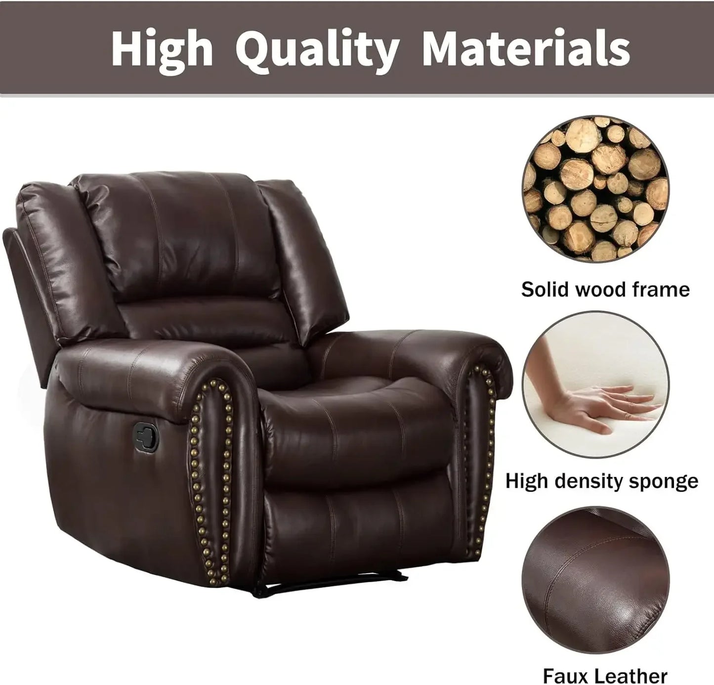 Leather Recliner Chair Set of 2 Classic Manual Recliners