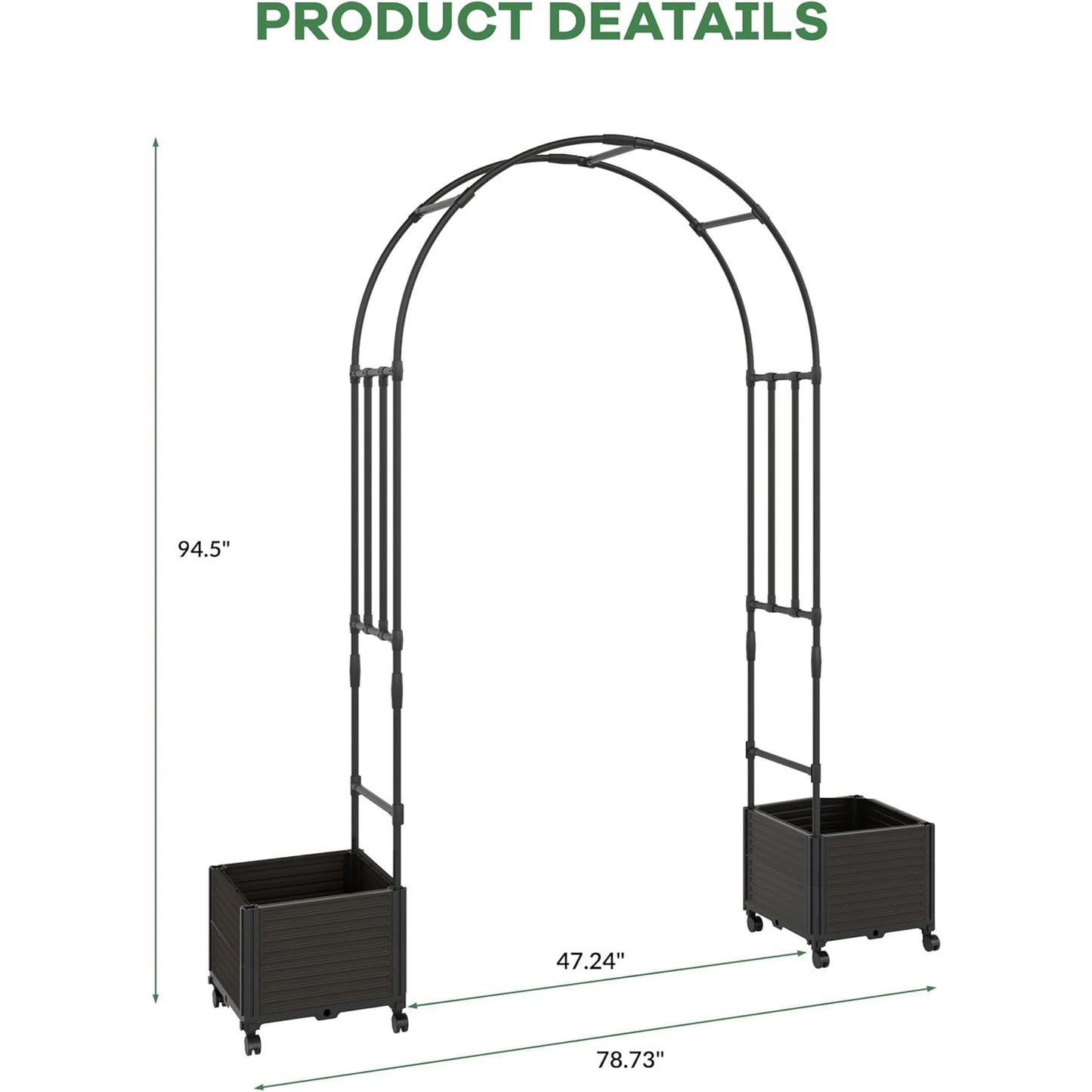 Raised Garden Bed with Trellis Arch  47" Wide Raised Planter Box for Flowers & Vines Wedding Garden Party Decoration