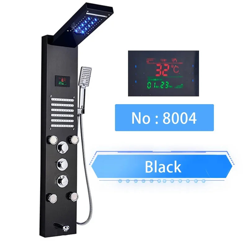 Shinesia LED Shower Panel With Waterfall Rainfall And Massage Jets