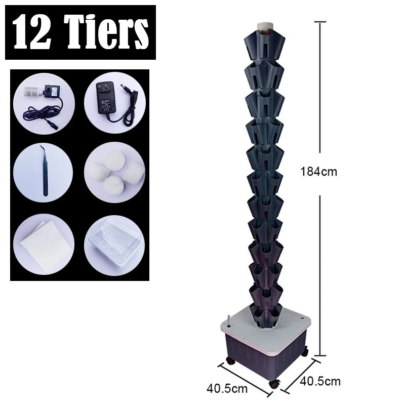 DIY Home Garden Vertical Rainfall Tower Planter Detachable Petal Shaped Deluge Planting Column Balcony Hydroponic Growing System